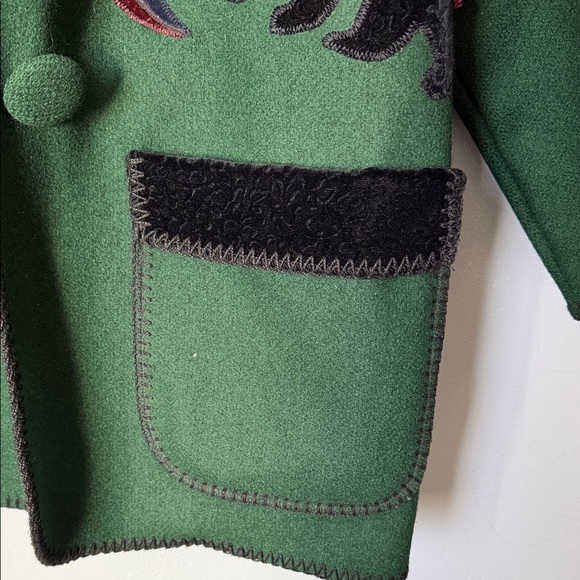 Cindy Ourings Designs Womens Wool Embroidered Yellowstone Fall Nature Overcoat M - Picture 10 of 15